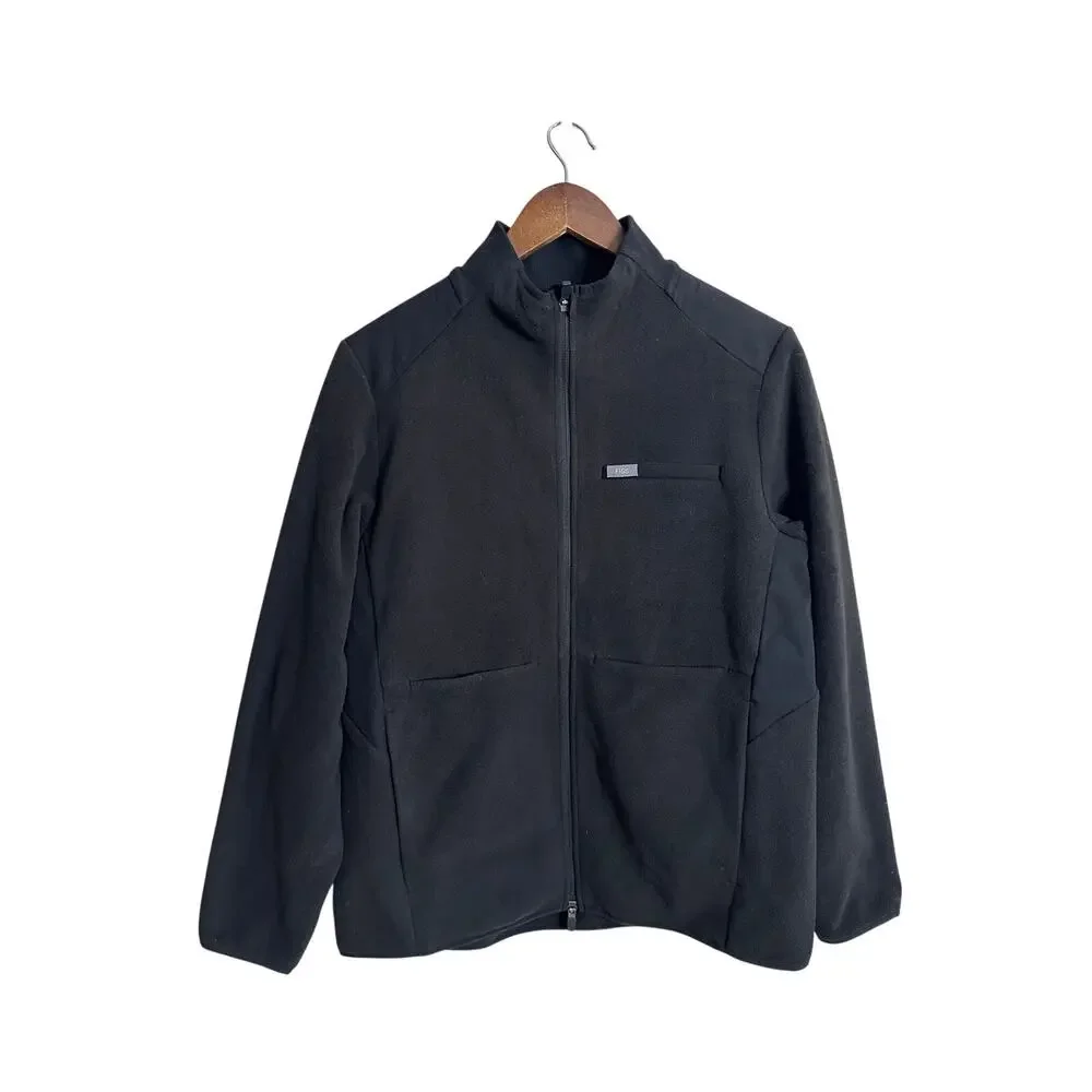 FIGS On-Shift Fleece Jacket Black Womans L PrimaLoft Full Zip Medical Scrub